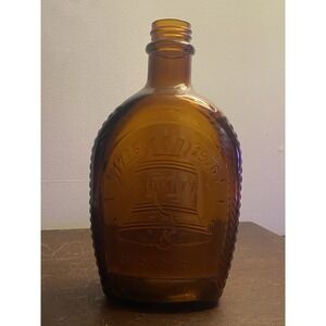 Vintage Syrup Bottle Log Cabin Brown Bicentennial  1776 Embossed Liberty Bell